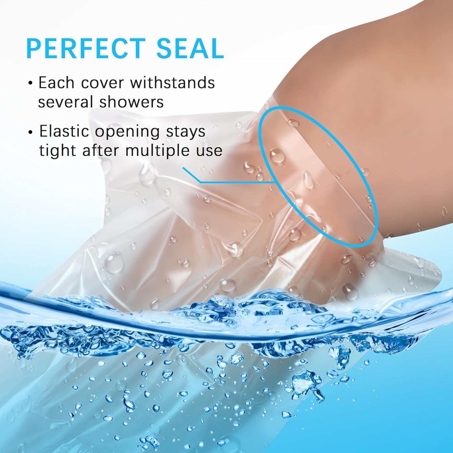 Waterproof Cast Covers for Shower Leg, Watertight Seal Knee Ankle Foot Cast Protector for Adult Kids Surgery Bandage Dressing Wound, Resusable 2 Pack Half Leg Cover image number 6