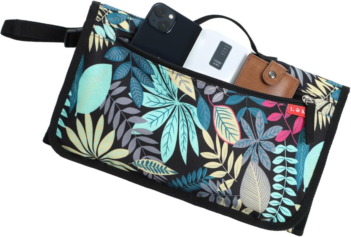 Lekebaby Portable Nappy Changing Mat Travel Baby Change Mat with Wipe-Pocket and Head Cushion, Jungle - Color Bar image number 2