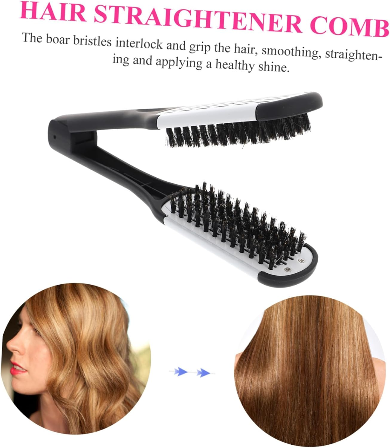 Anneome Bristle Comb Combs for Barbers Smoothing Straightening Brush Clamp Hair Brush Straightener image number 4