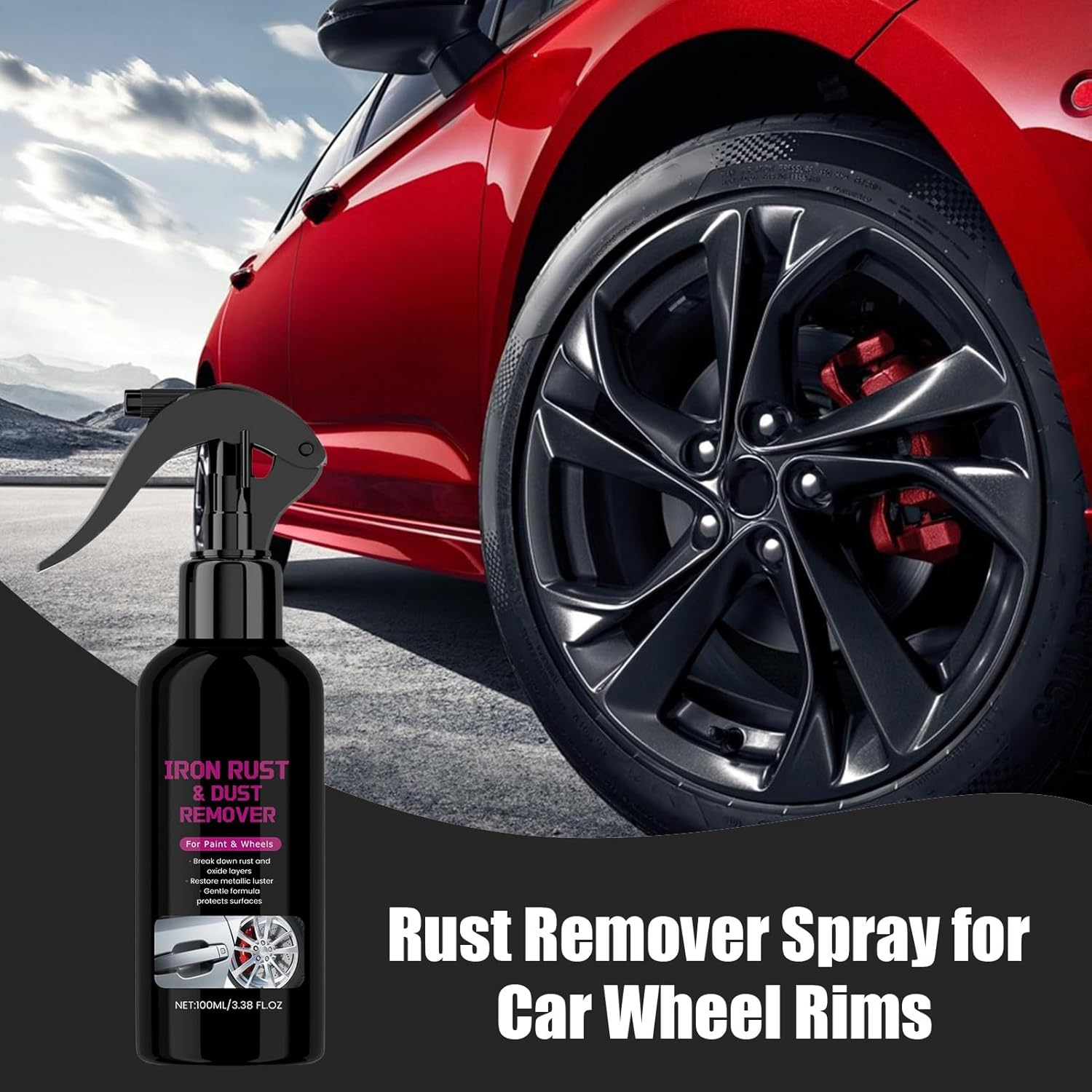 Rust Remover Spray for Car, 100Ml Car Wheel Cleaner Rust Dissolver, Multipurpose Automotive Detailing Supplies for Truck RV Sedan Motorcycles Pickup image number 2
