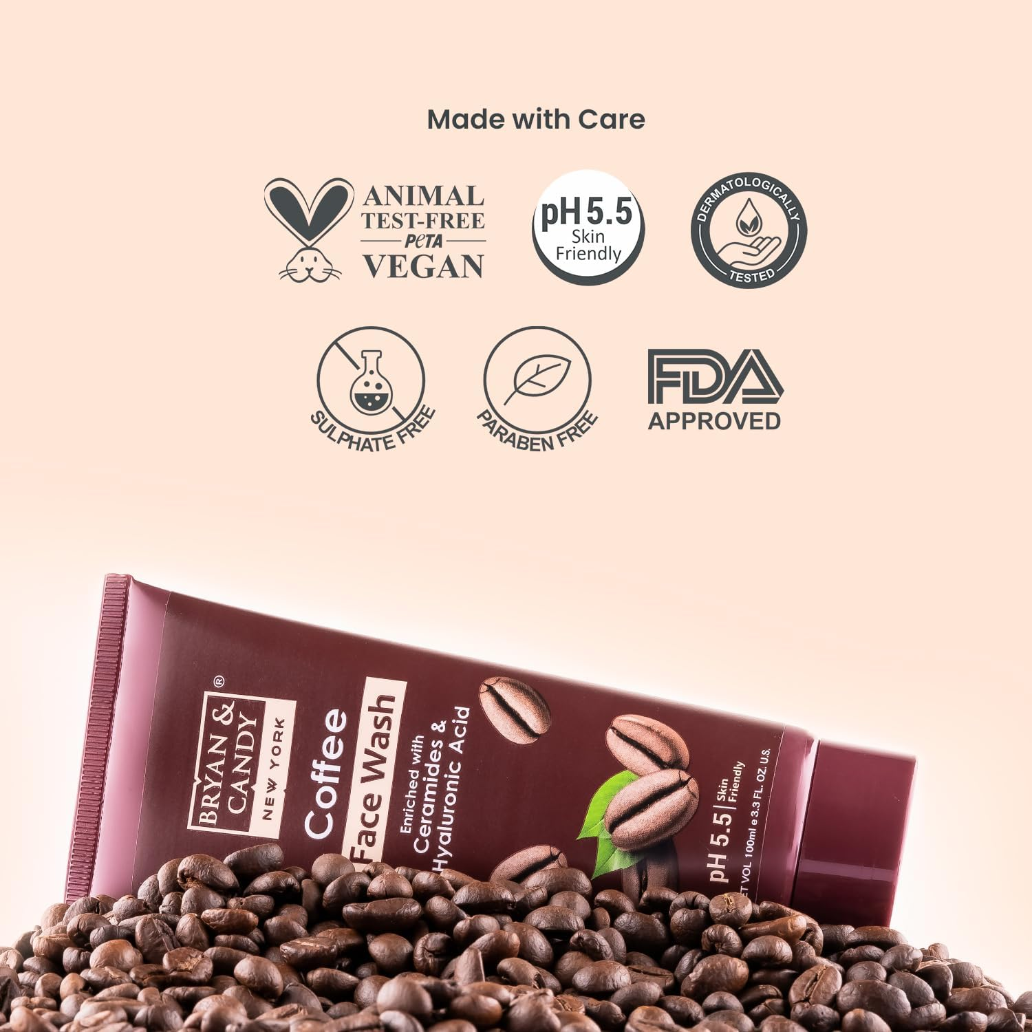 Bryan & Candy New York Coffee Face Wash for Men and Women Enriched with Ceramides and Hyaluronic Acid (100 Gm) image number 4