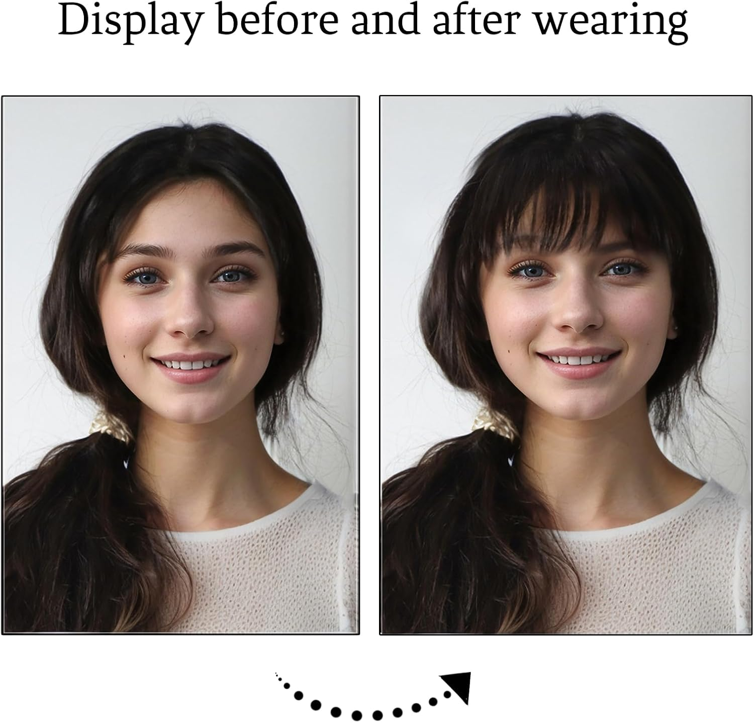 Hair Clip in Bangs -Real Human Hair Hairpiece Bangs Wispy Bangs Clip on Hair Extensions Fake Hair Bangs with Faux Curtain Bangs Temples Hairpieces for Women