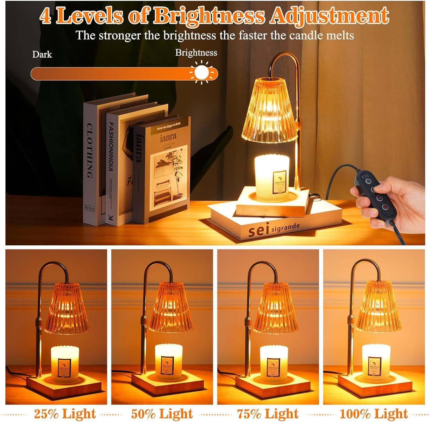 MZDMY Candle Warmer Lamp with 2 Bulbs,Adjustable Height,Dimmable Electric Candle Lamp with Timer,Gifts for Mom,Bedroom Home Decor,Amber