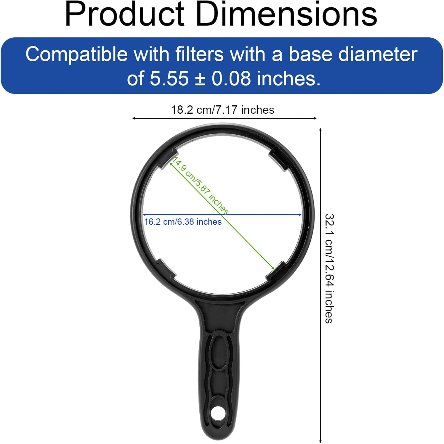 Heavy Duty Water Filter Wrench for Big Blue Housings, 6.38 Inch/16.2Cm Max Inner Diameter for 4.5X10" & 4.5X20" Cartridges Whole House Water Filter System Tool image number 4