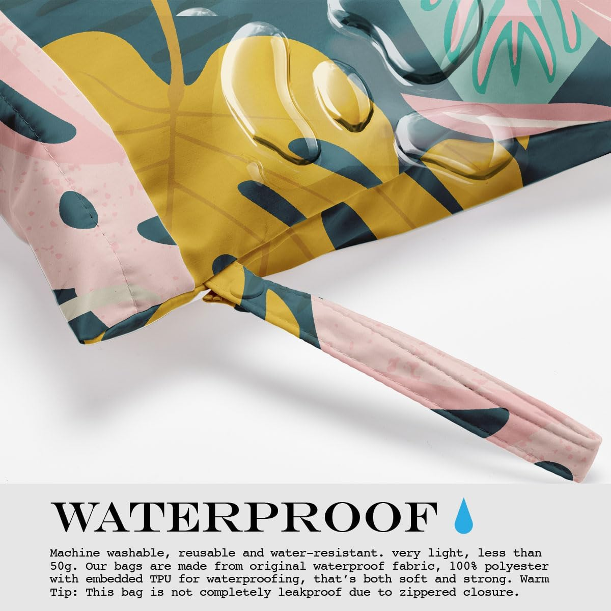 Wet Bag, Wet Dry Bag, Wet Bag for Swimsuit, Travel, Beach, Pool, Diapers, Dirty Yoga Gym Clothes, Makeup Bag, Waterproof Tropical Palm Leaves Decor Jungle Palm Leaf Favors - Girls Trip - Orange image number 4