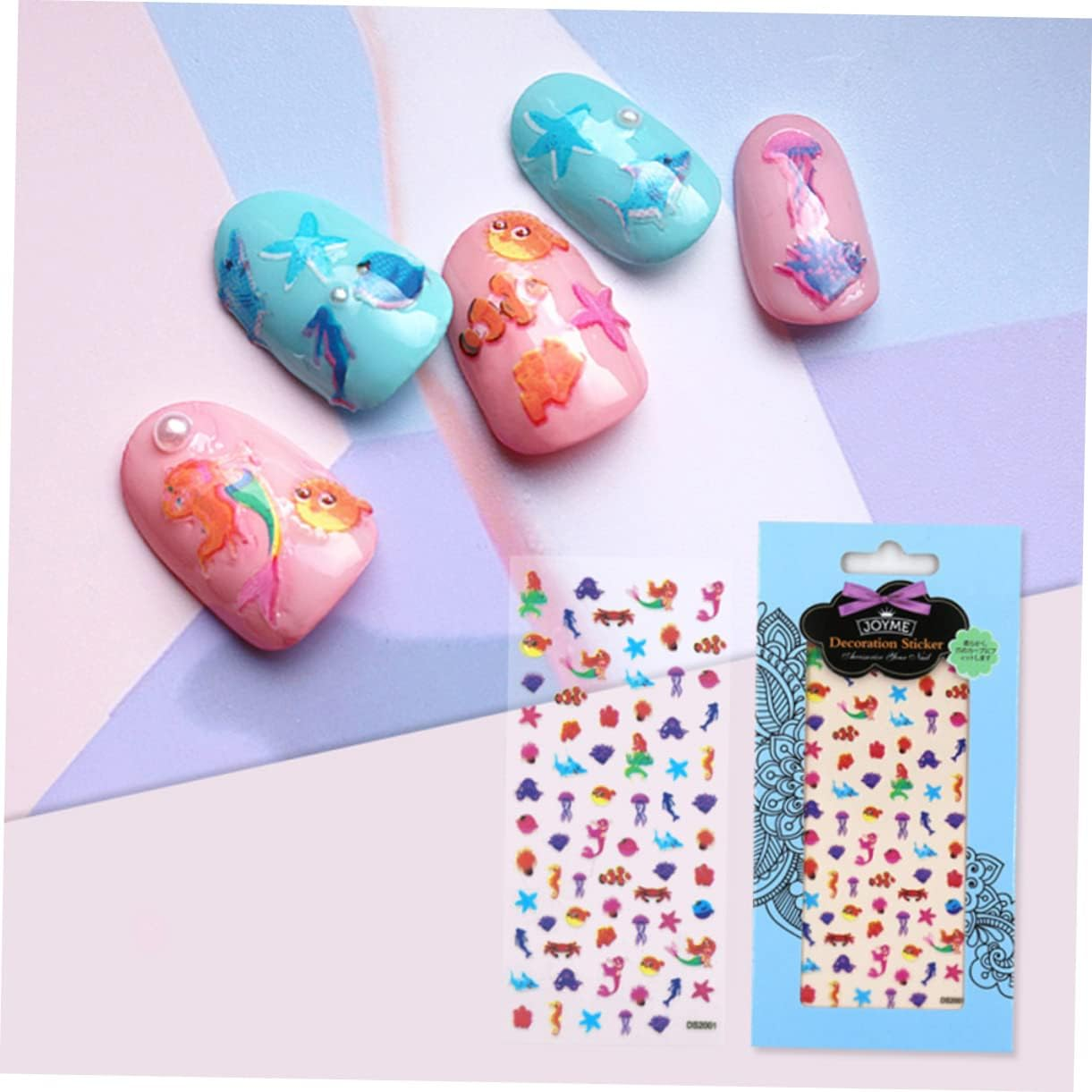 3Sheets Cartoon Sea Star Nail Art Stickers Boys and Girls Fingertip Stickers Self-Adhesive Nail Decals for Boys and Girls DIY image number 3