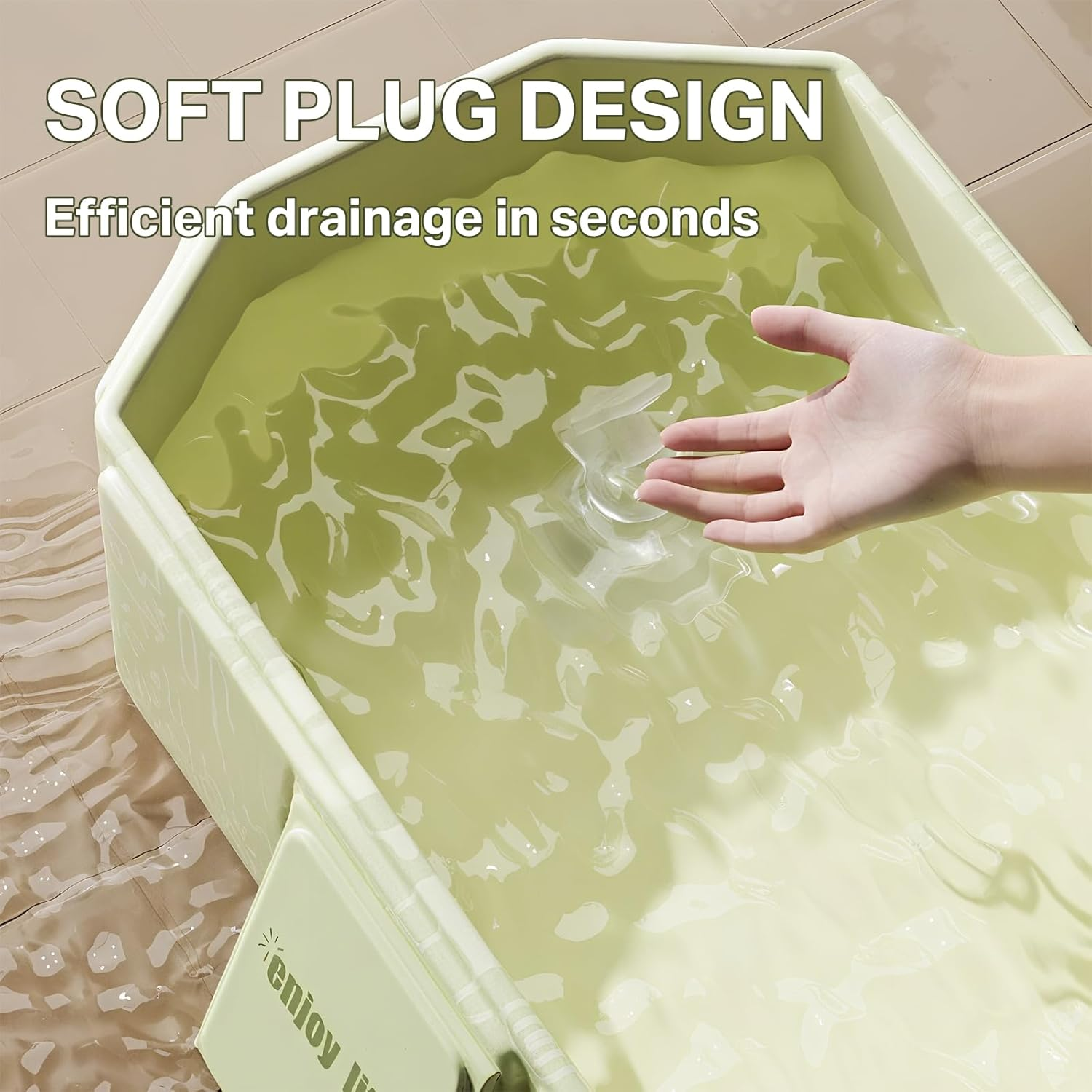 Portable Baby Bathtub, Foldable Tub for Shower, Collapsible Travel Tub to Toddler 70&times;75Cm (Green) image number 4