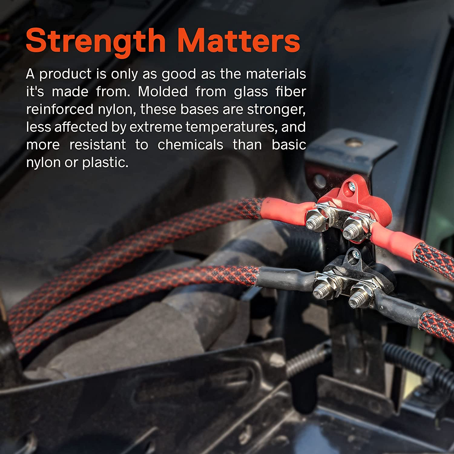 Battery Power Distribution Terminal Block Set [M8 Dual Studs W/Bus Bar] [Max 48V DC 80 Amp] Positive/Ground Insulated Junction Post for Auto Marine Car Trailer RV Boat - Black + Red image number 5