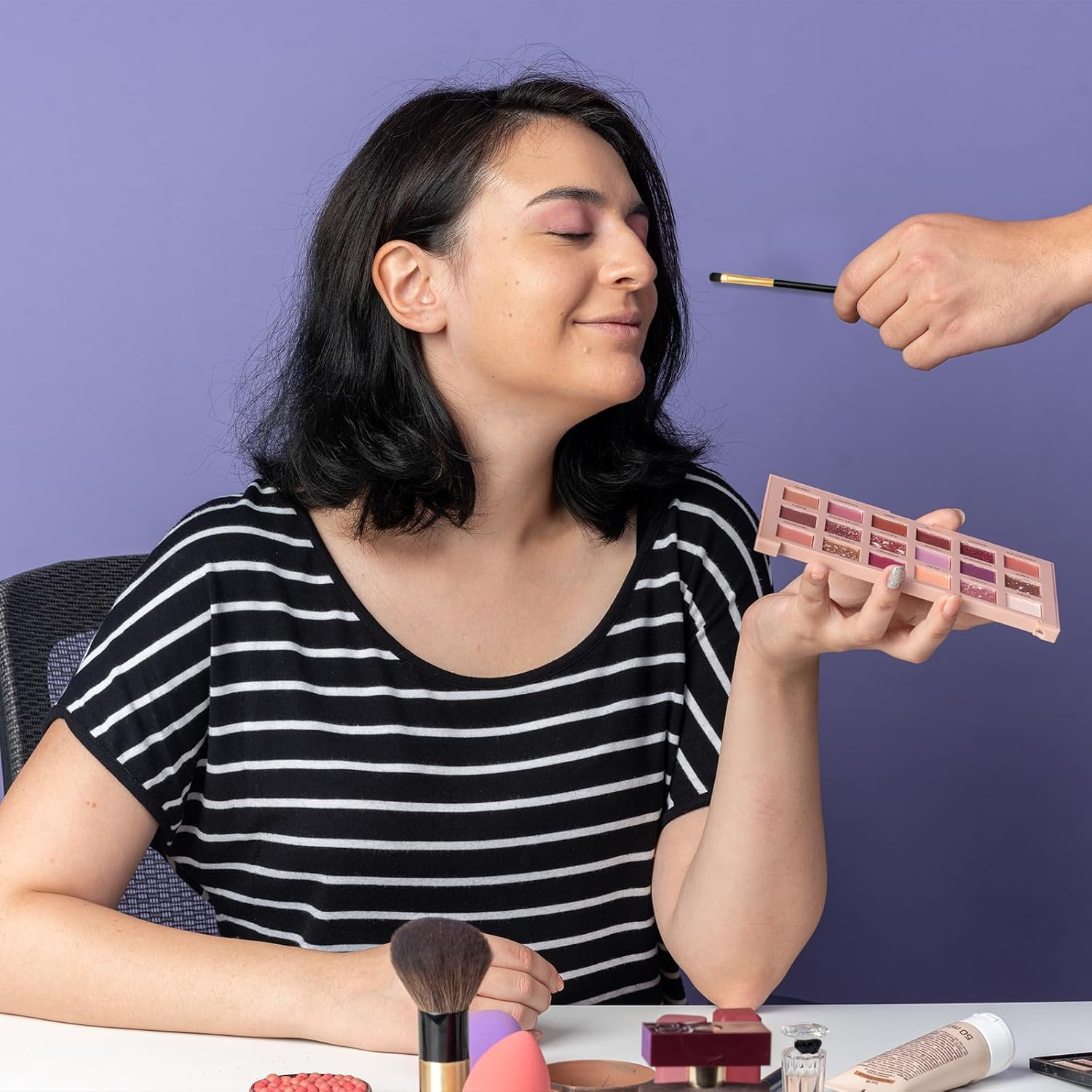 TEAONE 2 in 1 Eyeshadow Brush, 20 PCS Double Sided Makeup Tools for Eyeshadow, Concealer (12Cm/4.72In)