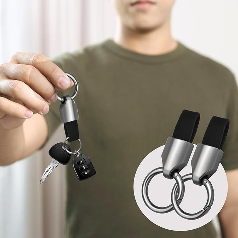 Car Key Chain Ring Clip Universal Detachable Leather,Small Key Fob Accessory with O-Ring Keyrings image number 4