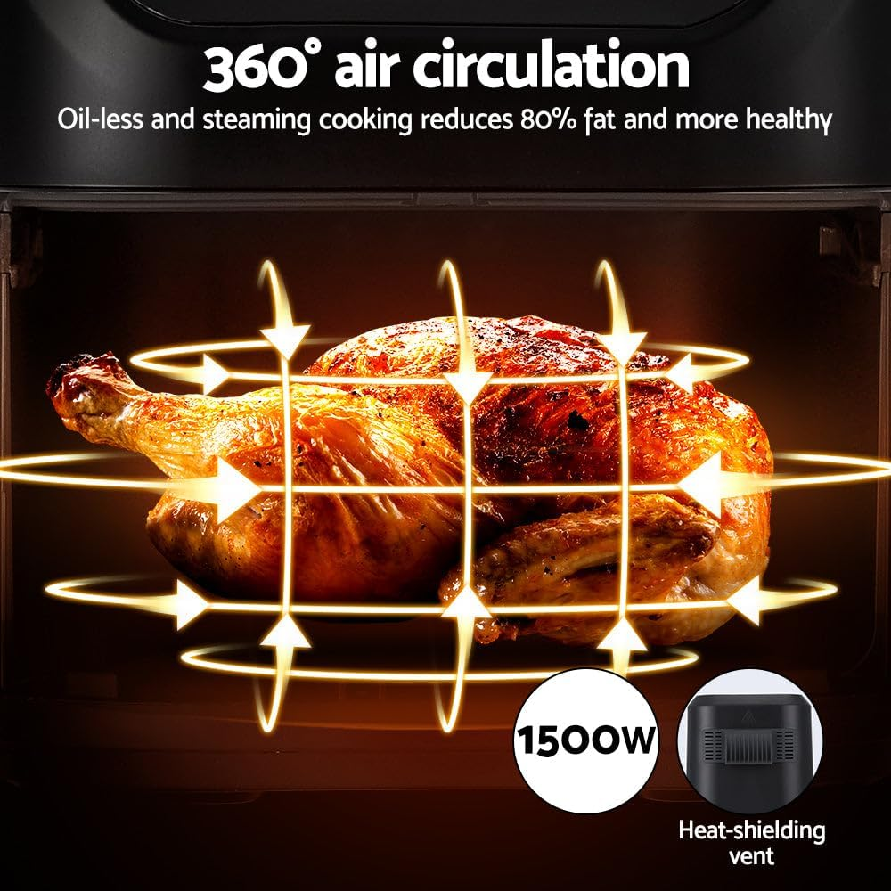 Devanti Air Fryer, 5L 1500W Airfryer Electric Cooker Airfryers Deep Fryers Rack Silicone Baking Basket Kitchen Oven Household Small Kitchens Appliances, Touch-Sensitive Control Panel Black image number 3