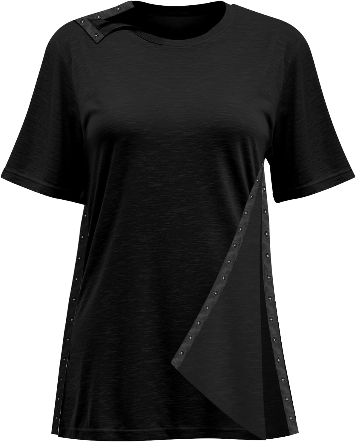 Shoulder Surgery Recovery Shirts Women Post Surgery Shirt Left and Right Side Snap Access Recovery T Shirt for Women