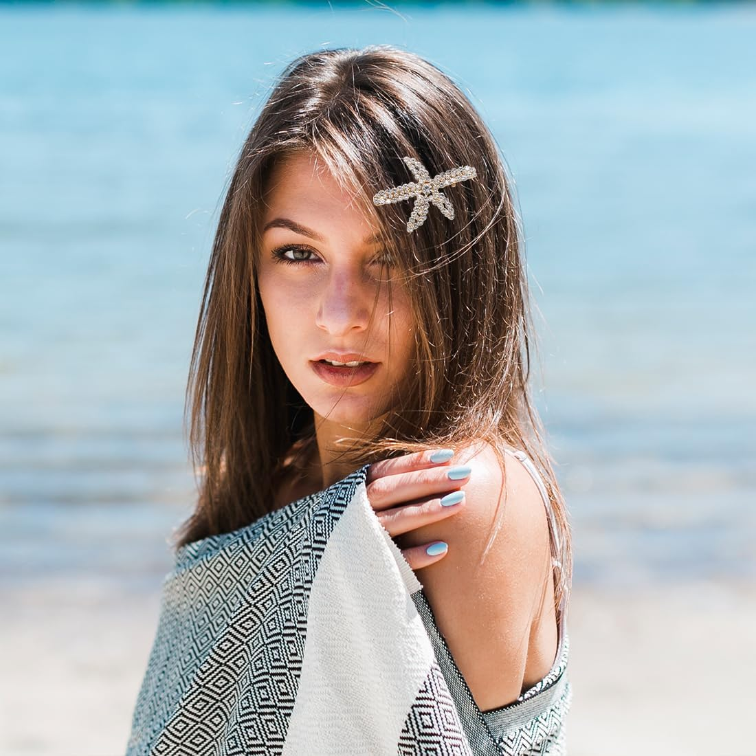 OUDQFCJ Pack of 6 Starfish Hair Clips, Beach Starfish Hairpin Girls Flower Girl Accessories, Pearl Hair Clips, Elegant Hair Accessories for Women, Girls, Party, Birthday, Gift, Wedding