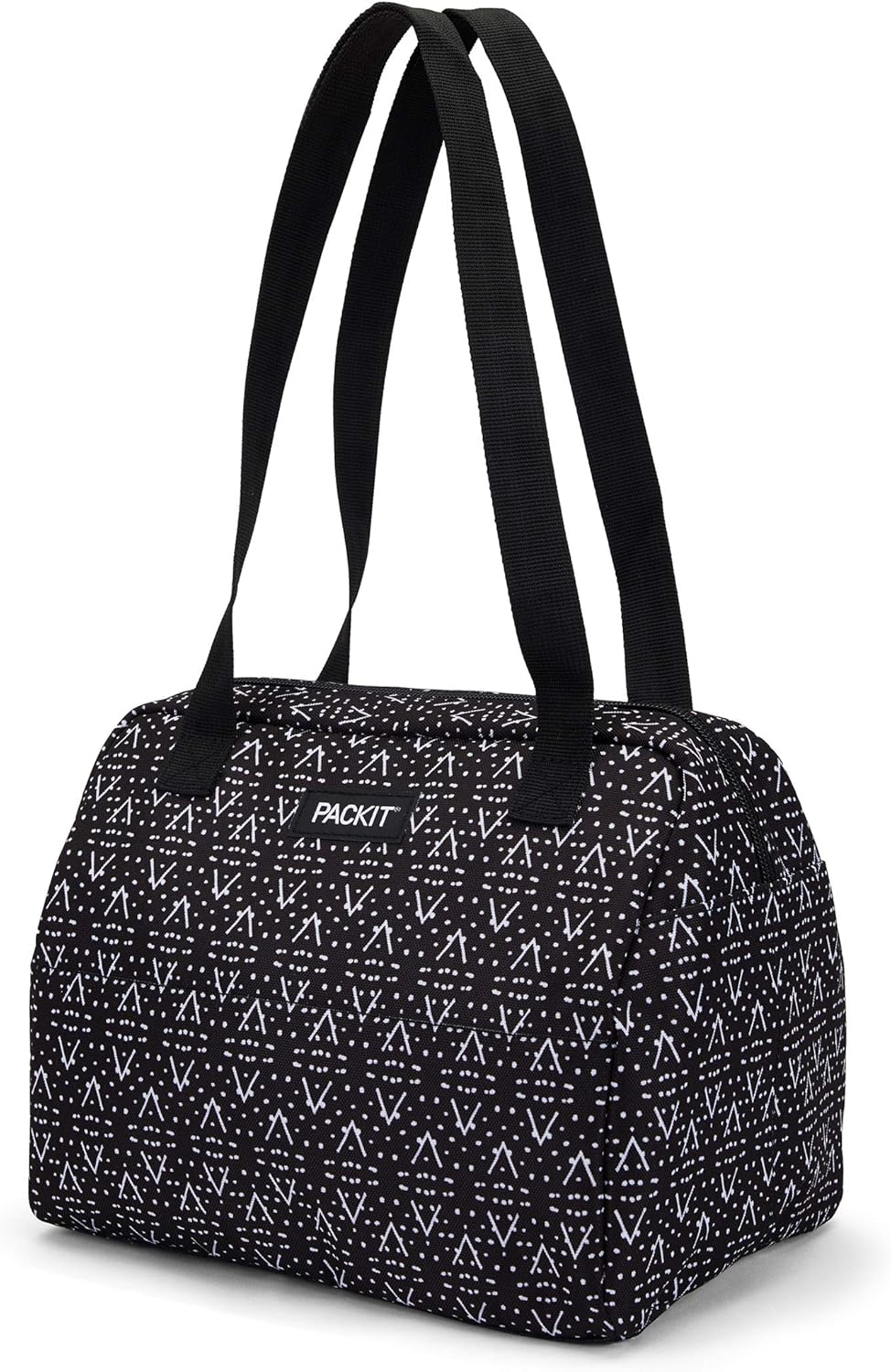 Packit&reg; Freezable Hampton Lunch Bag, Black, Built with Ecofreeze&reg; Technology, Collapsible, Reusable, Zip Closure with Front Pocket and Shoulder Straps, Designed for Fresh Office Lunches