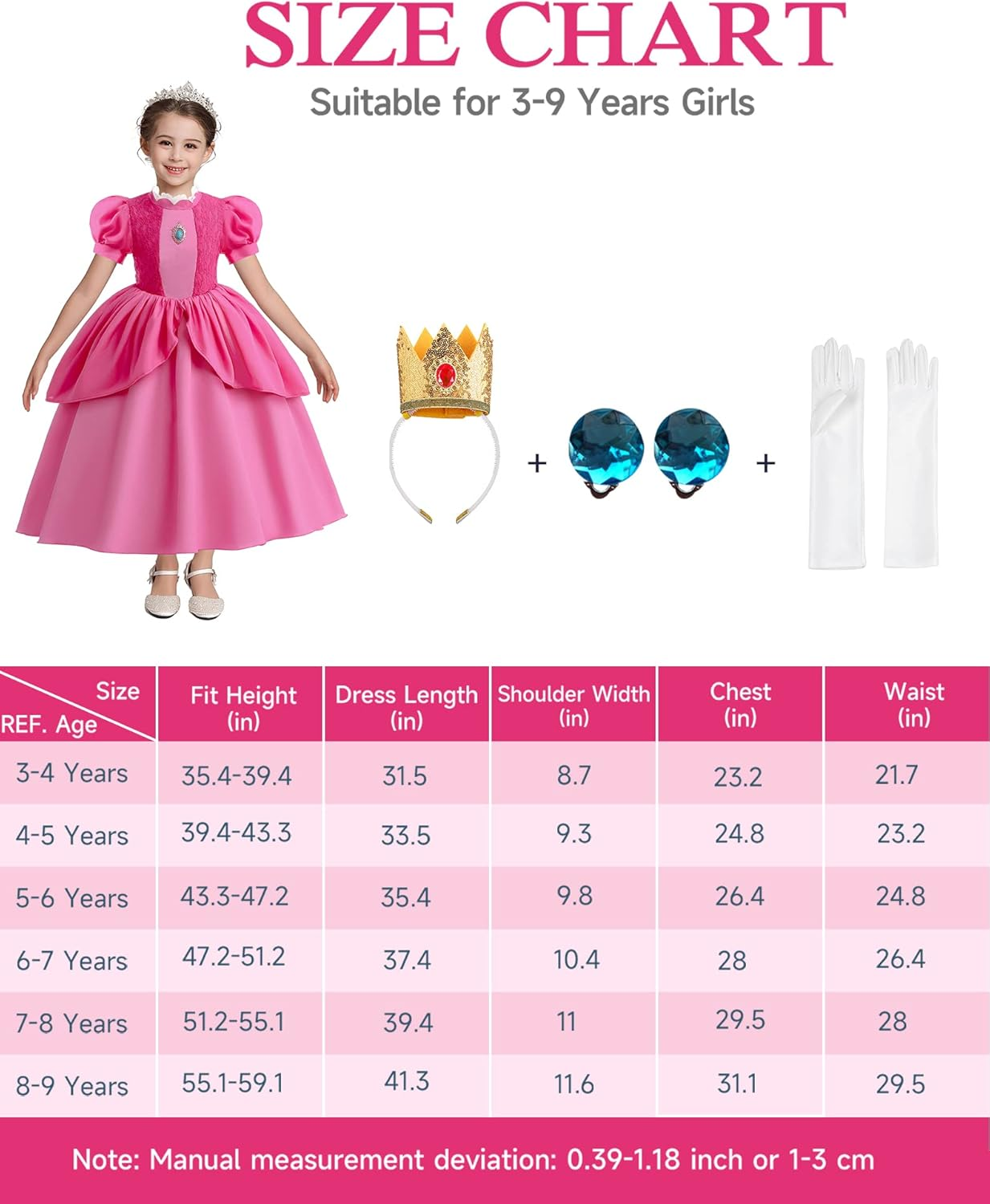 Princess Peach Costume for Girls, Perfect for Cosplay and Halloween Parties, Dress up as Your Favorite Princess image number 1