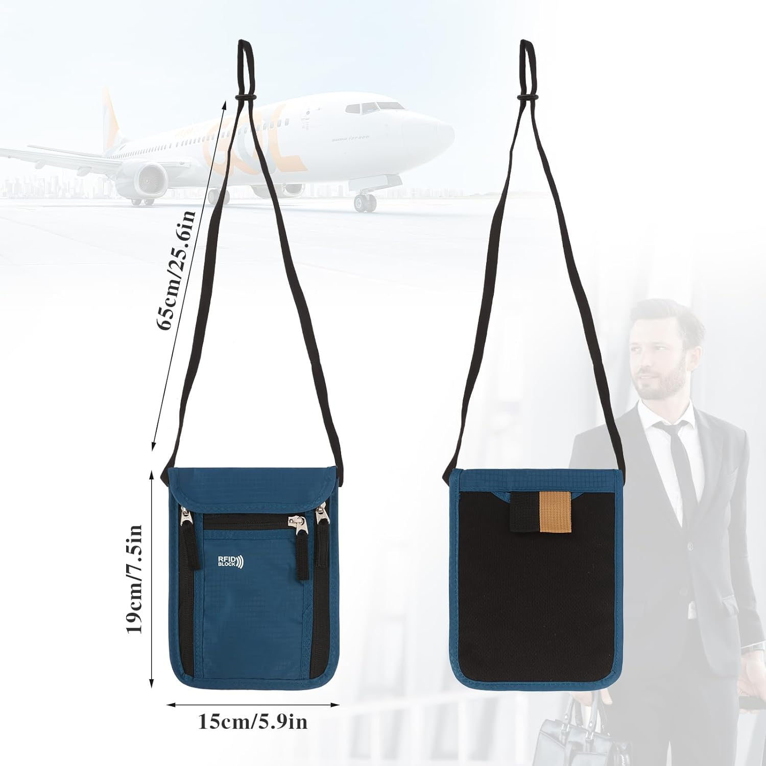 Moorle Men'S Neck Pouch with RFID Protection, Anti-Theft Unisex Travel Purse, Waterproof Shoulder Bag, Theft-Proof, Travel Neck Pouch, Chest Bag for Smartphone, Passport image number 4