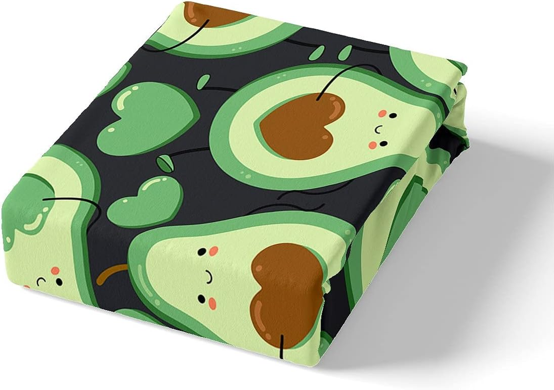 Homemissing Cartoon Avocado Duvet Cover Set, Sweet Tropical Fruits Bedding Set, 135 X 200 Cm, Couples Bed Set for Boys, Girls, Children, Teenagers, Love, Bedroom Decor, Green with 1 Pillowcase image number 2