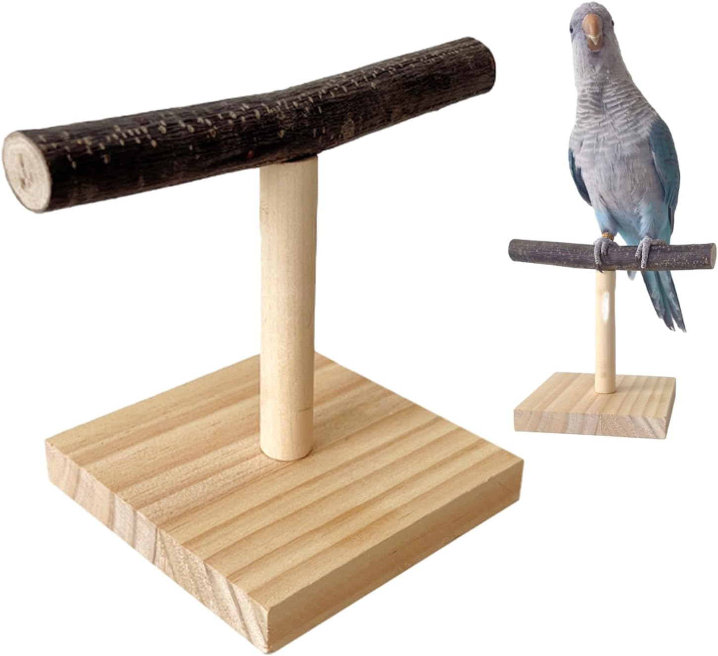 Parrot T Perch - Resting Spot Portable Bird Trainiing Playground | Feeding Training Wooden Parroot Staand | Birrd Play Stand for Macaws Cockatiels African Greys image number 6