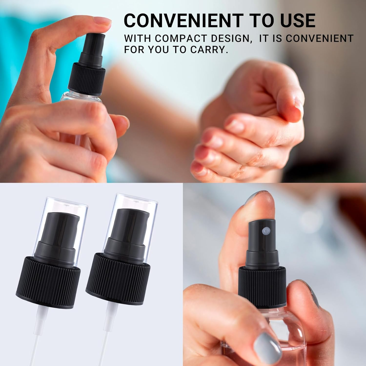 8Pcs Fine Mist Sprayer Caps, Plastic Spray Bottle Nozzle, Nozzle Tops Replacement for Cleaning Solutions- Black image number 6