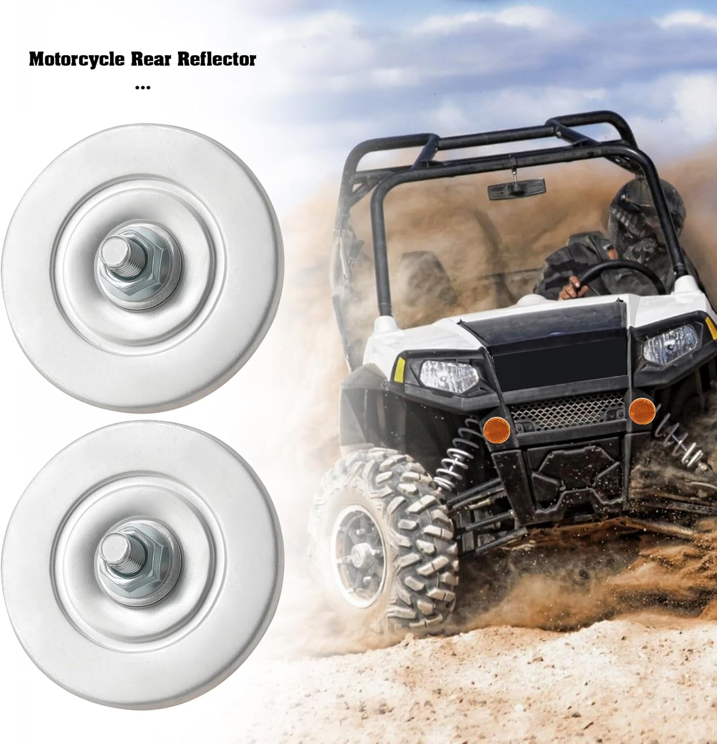 1 Pair Motorcycle Rear Reflector Amber Reflector Railer Fixing Screws for ATV UTV Dirt Bike 40X5X6Mm Yellow