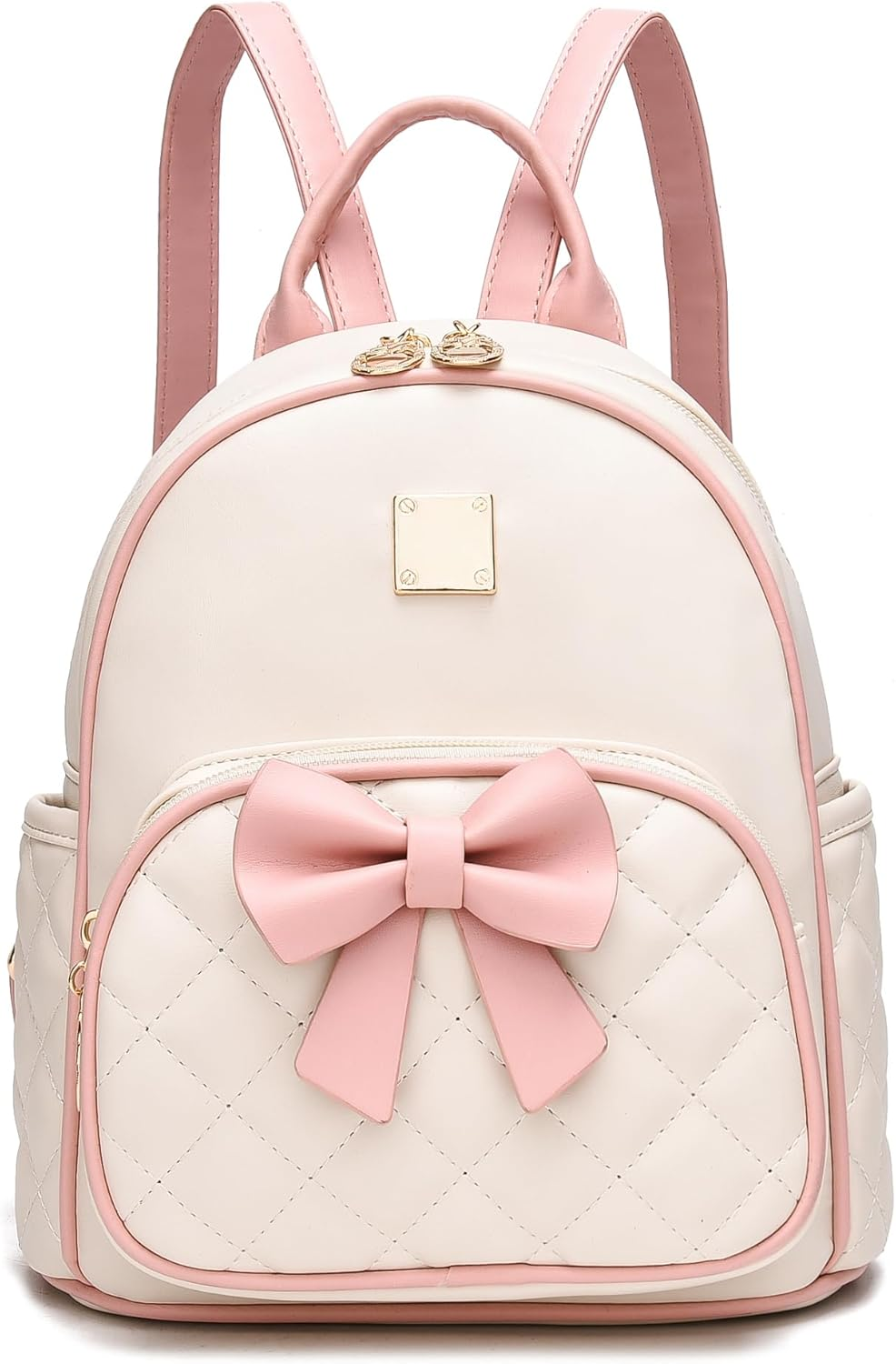 I IHAYNER Women Quilted Leather Backpack Small Bowknot Mini Backpack Purse for Girls Personalized Trendy Stuff Gifts for Kids