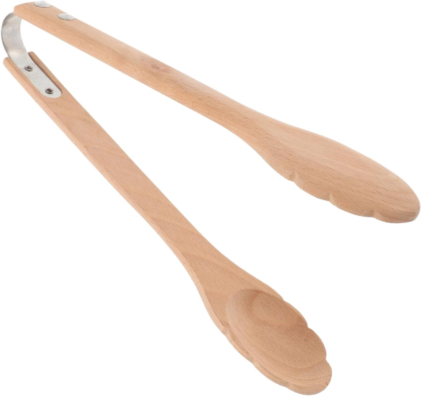 SOLUSTRE Cooking Tongs Natural Wood Heat-Resistant Food Serving Tongs for Kitchen Grilling Accessories image number 4