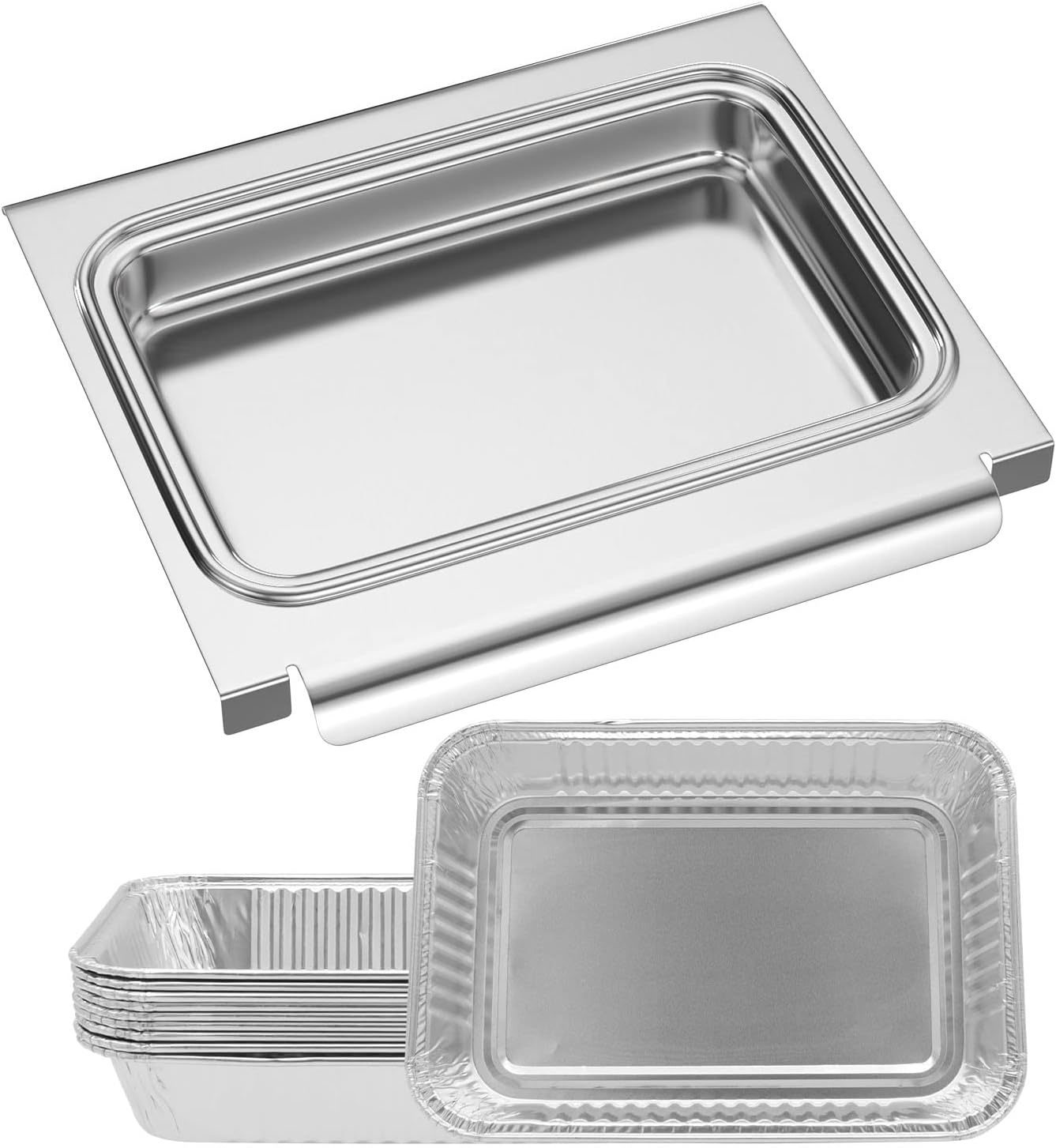 67047 Catch Pan Holder with Aluminum Drip Pans for Weber Spirit I&II 200/300 Series, Drip Tray for Genesis II LX200/300 Series Catcher Pan for Weber Replacement for Weber 67047 83156 6415