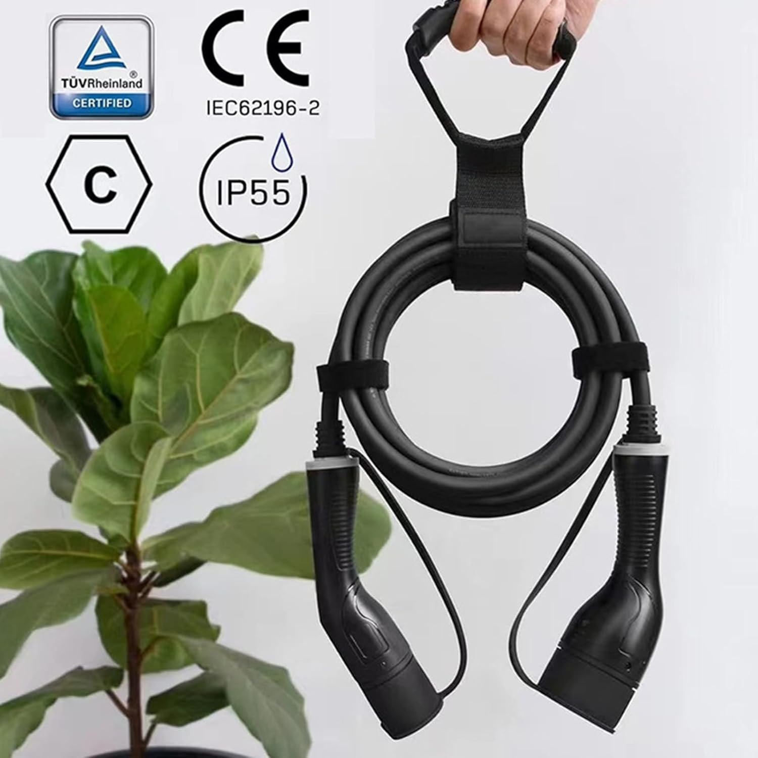 7JI Type 2 Charging Cable General 22KW to 32A 3-Phase 5M, Electric Car Charging Cable, Fast Charging with Carrying Case Compatible with All IEC-62196-2 for PHEV, BEV, EV image number 2