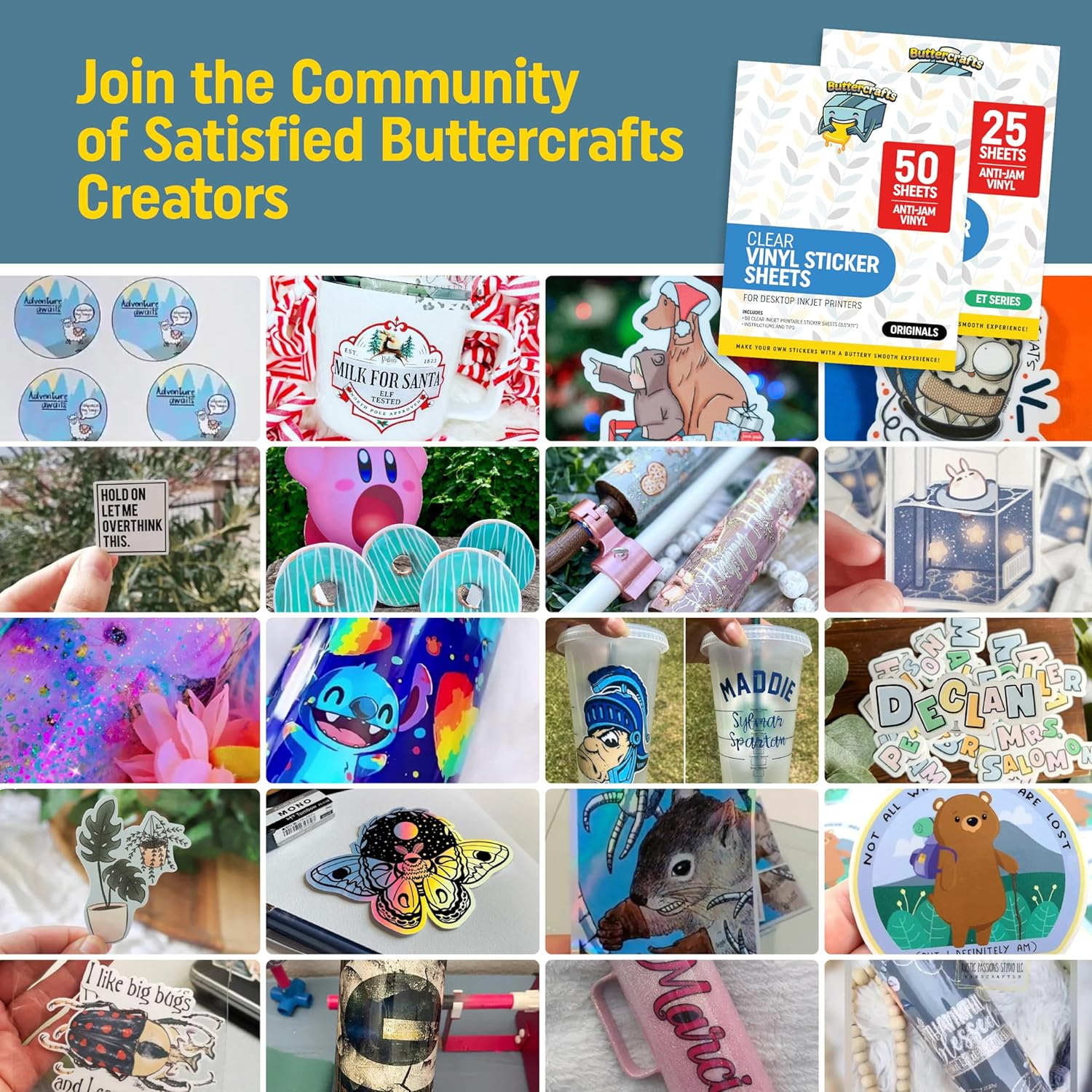 Clear Printable Vinyl for Inkjet Printer - for Epson - (Clear Sticker Paper | Waterproof | 25 Sheets) - Transparent Inkjet Printable Vinyl Sticker Paper Avoid Jams for Printers image number 1