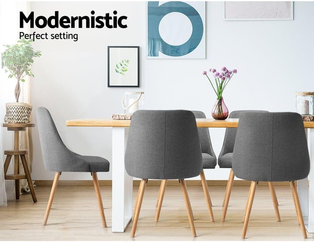 Artiss Dining Chairs Set of 2 Grey Esright Chair Nursing Seats Reading Seating Home Living Room Bedroom Kitchen Cafe Office Furniture, Polyester Fabric, in 45Cm Seat Height image number 4