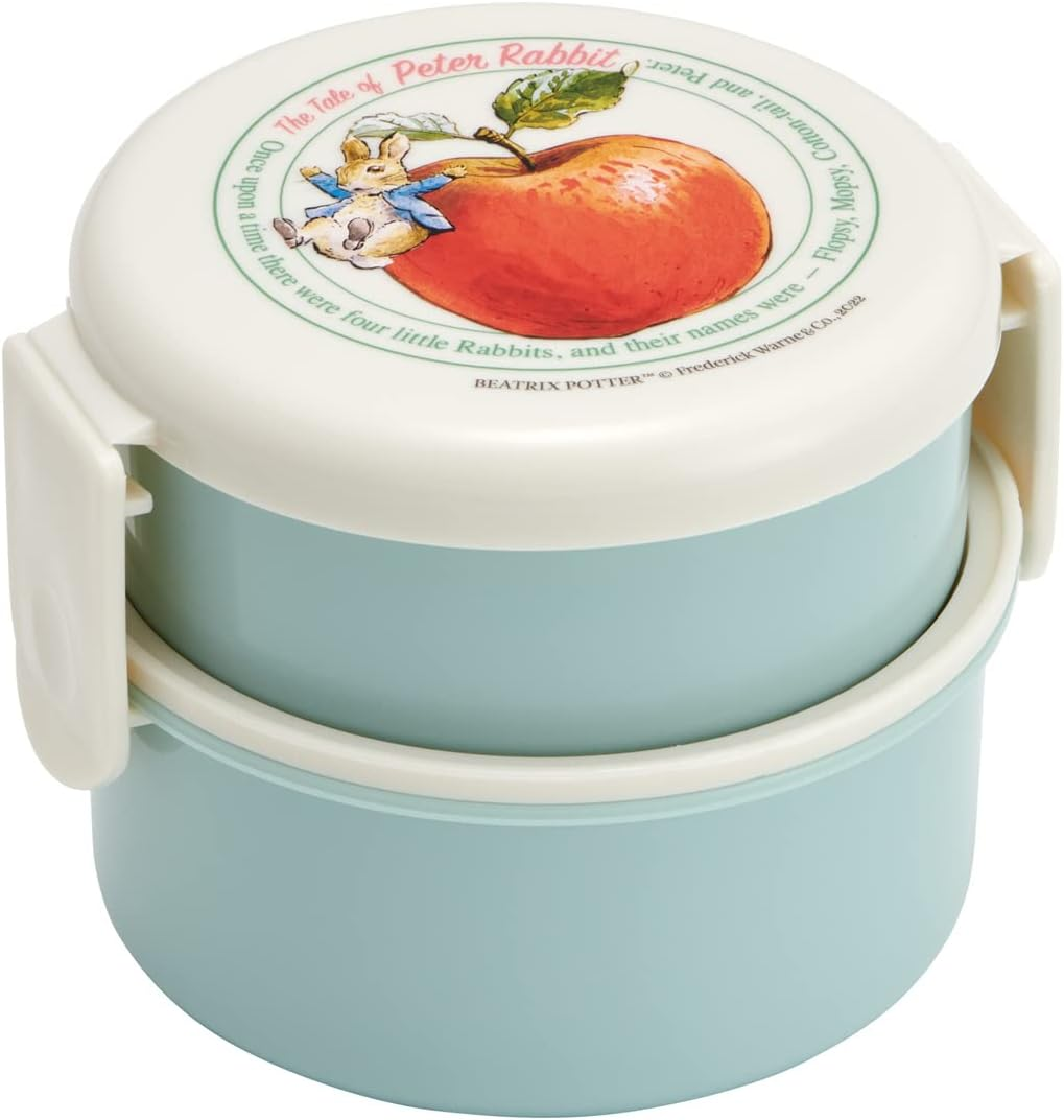 Skater ONWR1AG-A Peter Rabbit Lunch Box, 16.9 Fl Oz (500 Ml), 2-Tier, Round, Antibacterial, Made in Japan