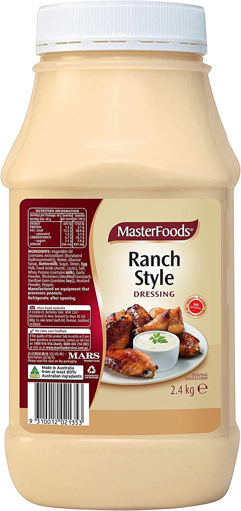 Masterfoods Ranch Style Salad Dressing 2.4 Kg Jar
