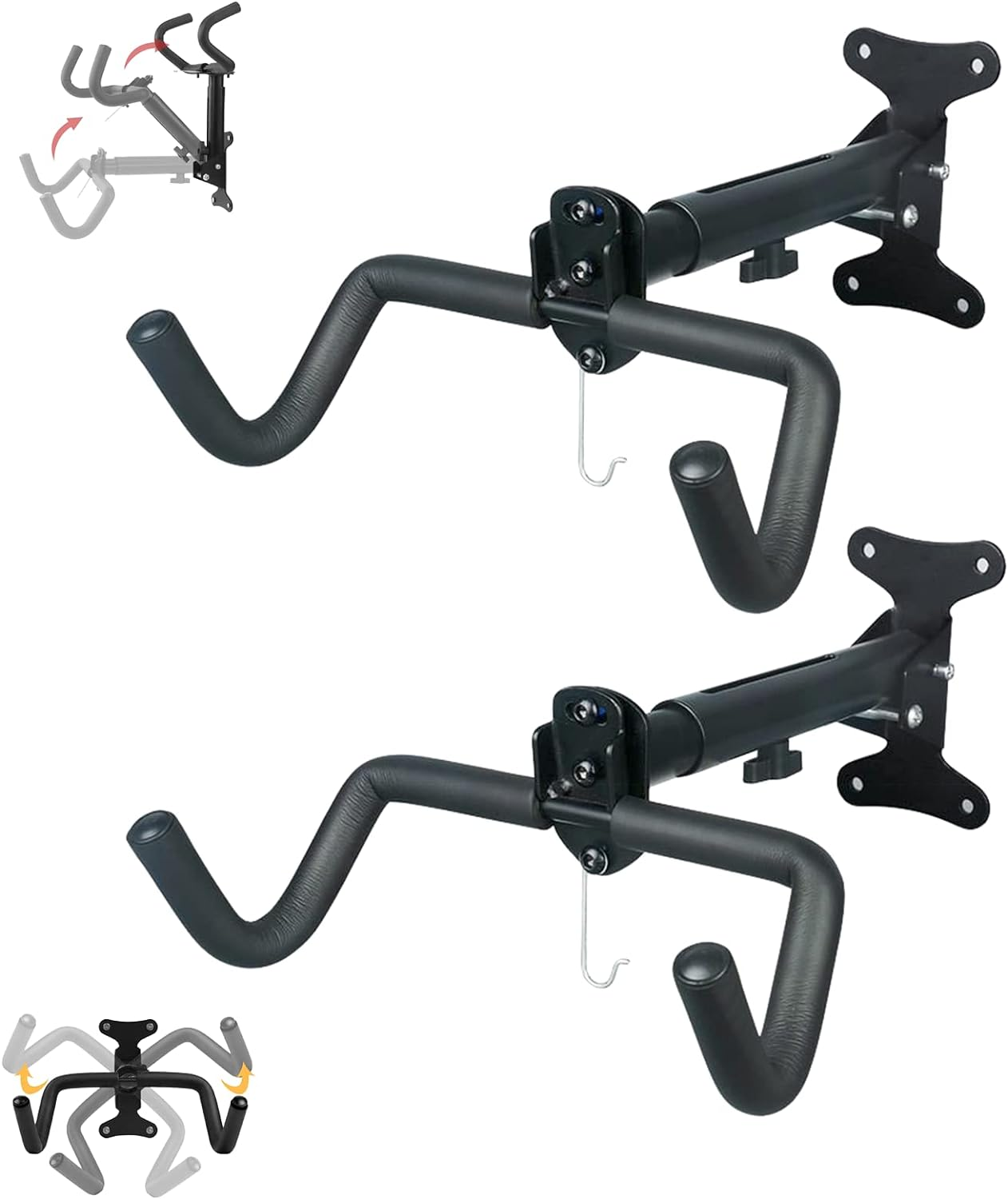 Omiention 2 Pack Bike Wall Mount, Bike Rack Garage,Horizontal Wall Mount Bicycle Storage Hanger Indoor Bike Holder for Haning Mountain Road Bike image number 1