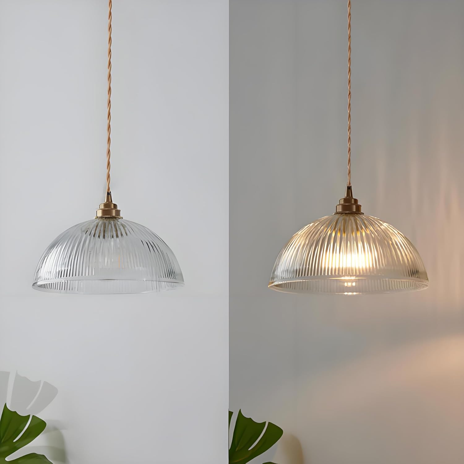 Hjxdtech Industrial Vintage Glass Dome Pendant Light with Copper Brass E27 Lamp Socket Ceiling Light Pendant Lamp Loft Chandelier (30 Cm) image number 3