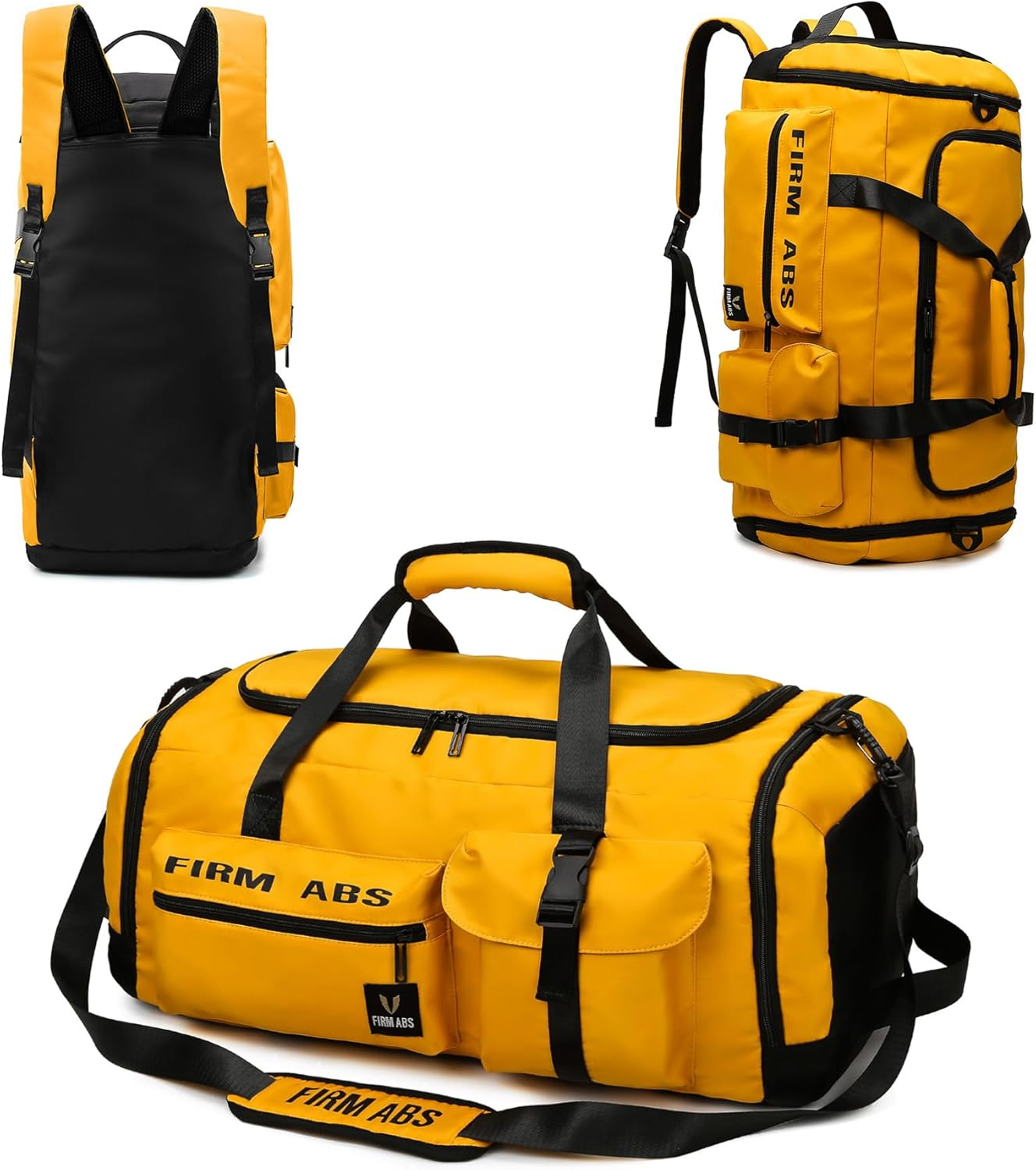 Mfinesun 3 in 1 Gym Bag for Men and Women, 65L Large Capacity Travel Duffle Bags Convertible Backpack Weekender Overnight Bag with Shoes Compartment and Dry and Wet Separation (Black) - Black image number 5