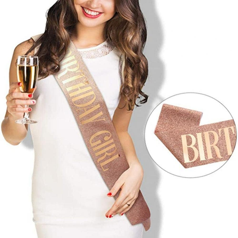 Birthday Party Crown and Sash Set, Birthday Girl Sash and Rhinestone Tiara Kit, Birthday Gifts for Women Birthday Party Supplies