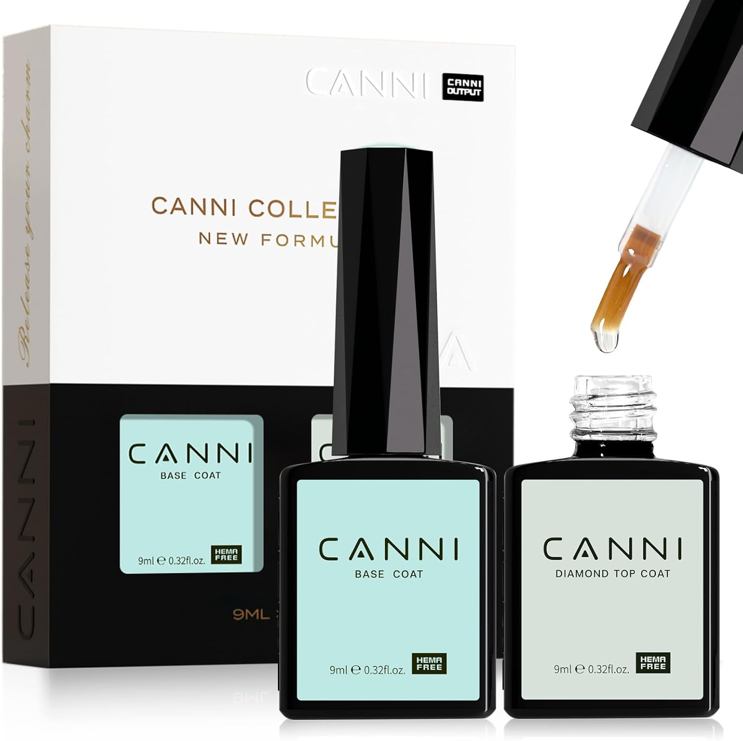 CANNI 2 Pcs 9Ml Gel Base Top Coat Gel Polish Set - Shine Finish and Long Lasting, Soak off LED Nail Lamp Base Top Coat DIY Nail Salon Manicure Gifts for Women image number 5