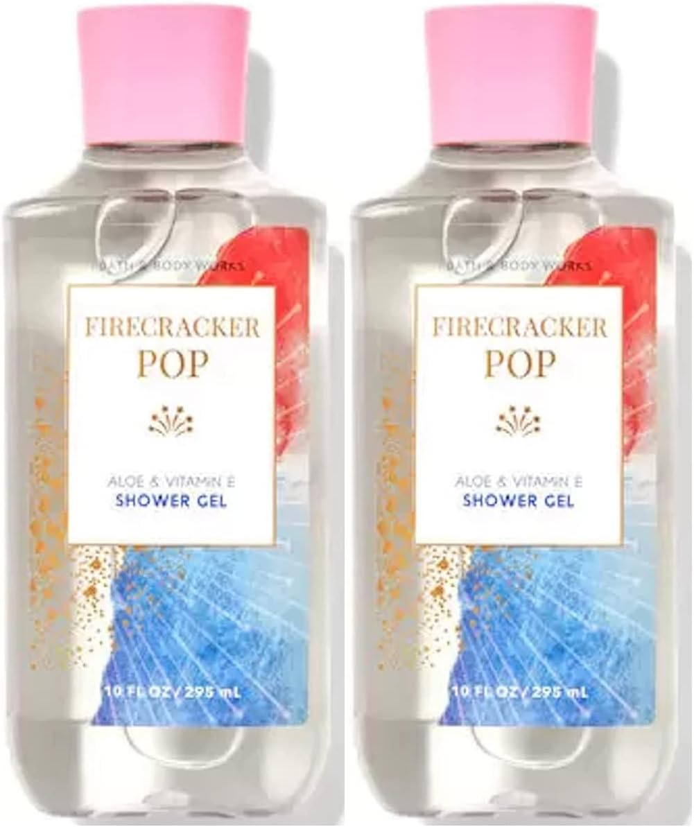 Bath and Body Works Firecracker Pop Shower Gel Gift Sets for Women 10 Oz 2 Pack (Firecracker Pop)
