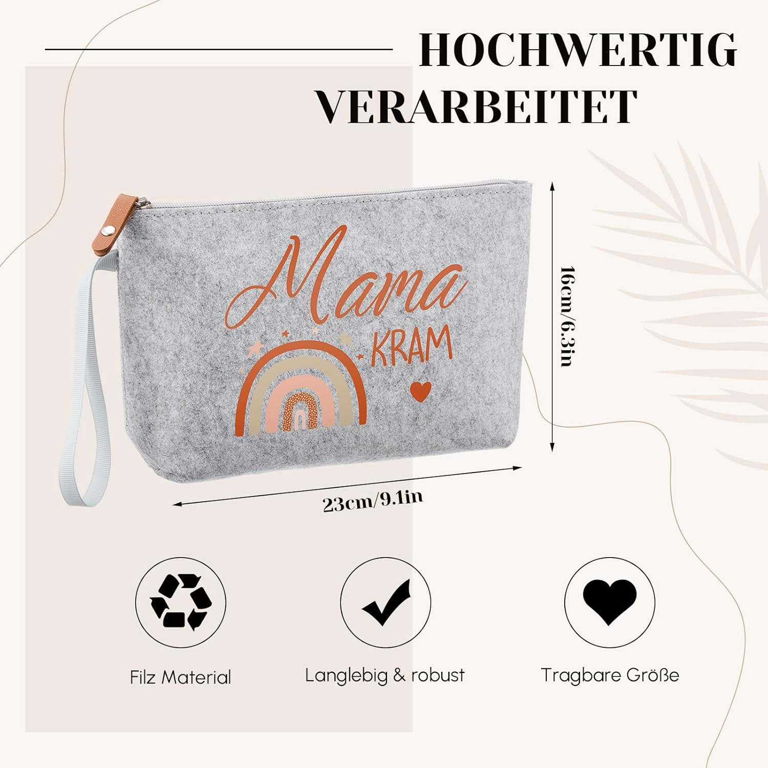 Xuniea Gifts for Expectant Mothers Pregnant Women - Felt Cosmetic Bag with Zip Felt Bag for Mum Pregnancy Gift for New Mum Baby Shower (Rainbow) image number 3