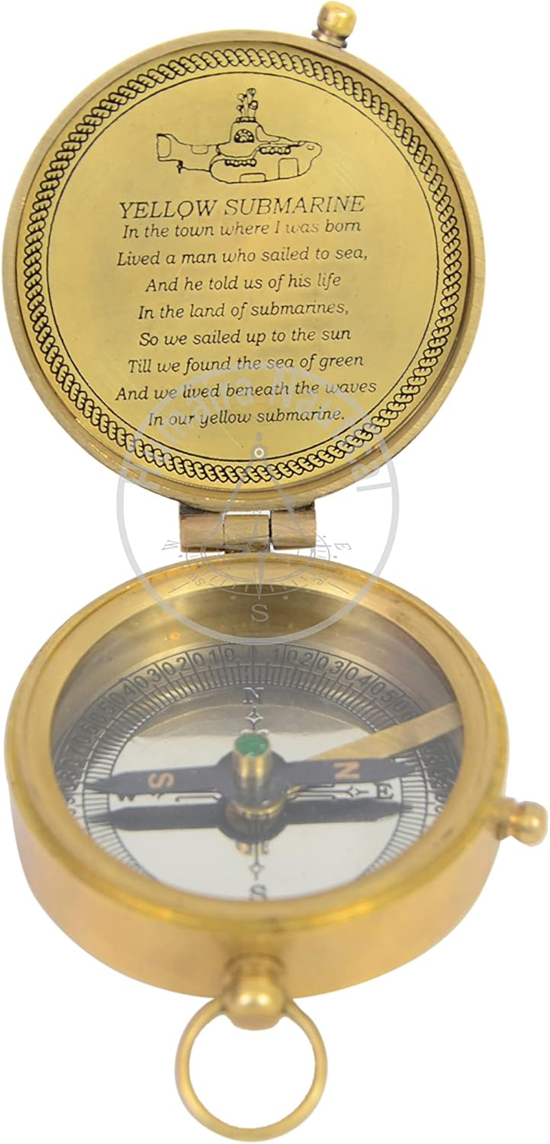 Antique Finish Brass" the Beatle Finder Yellow Submarine" Marine Compass Gift image number 3