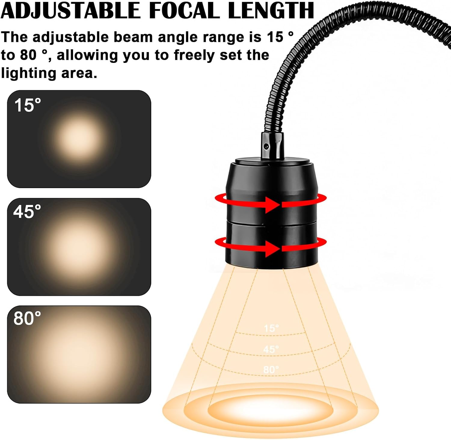 LED Reading Lamp Clamp Light, Dimmable Clamp Lamp with Switch Plug, 3 Colour Temperatures, Gooseneck Design with Beam, Adjustable 15&deg;-80&deg;, for Reading Indoor Lighting, Bed Night Reading (Black) image number 2