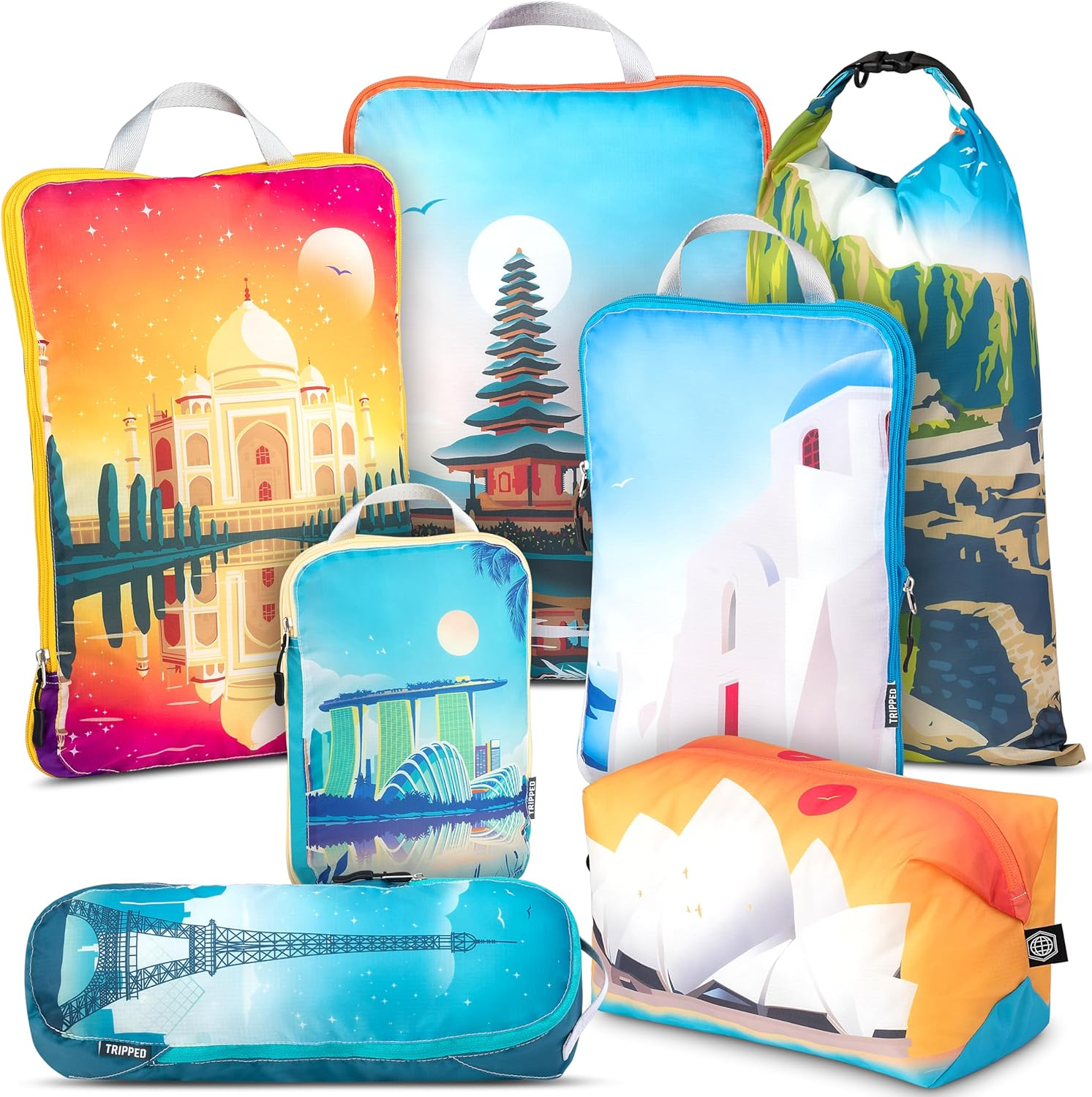 Large Packing Cubes for Travel-Extra Large Compression Packing Cube Luggage Organizers 7 Piece Set-Ultralight, Expandable/Compression Bags for Clothes by TRIPPED Travel Gear (Dusty Rose)