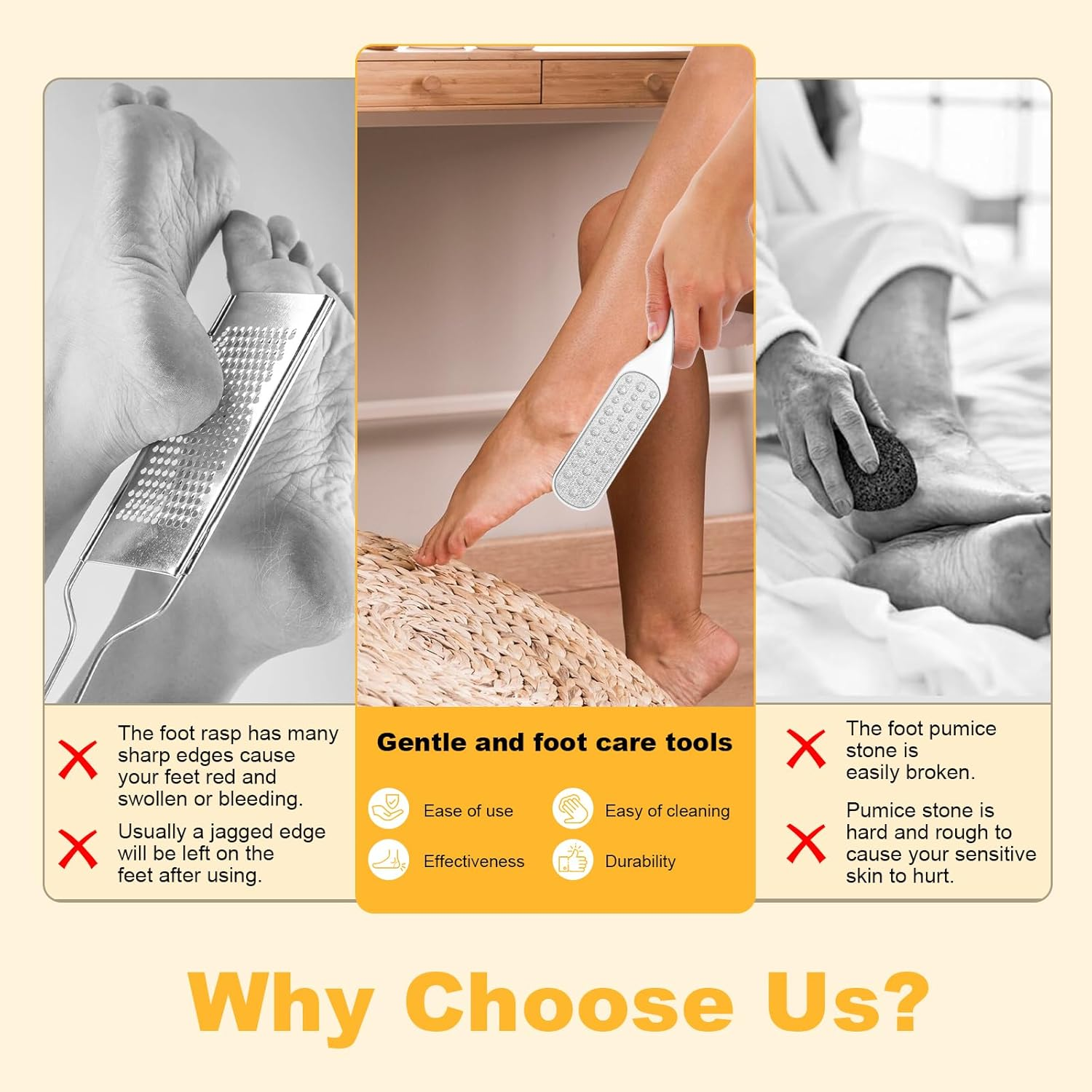 Heclia Callus Rasp, Double-Sided Nano Glass Foot File for Gentle Removal of Hard Skin and Callus, Double-Sided, Portable Foot Care Set, Manual Pedicure, Callus File, Tool, Foot Scrubber image number 3