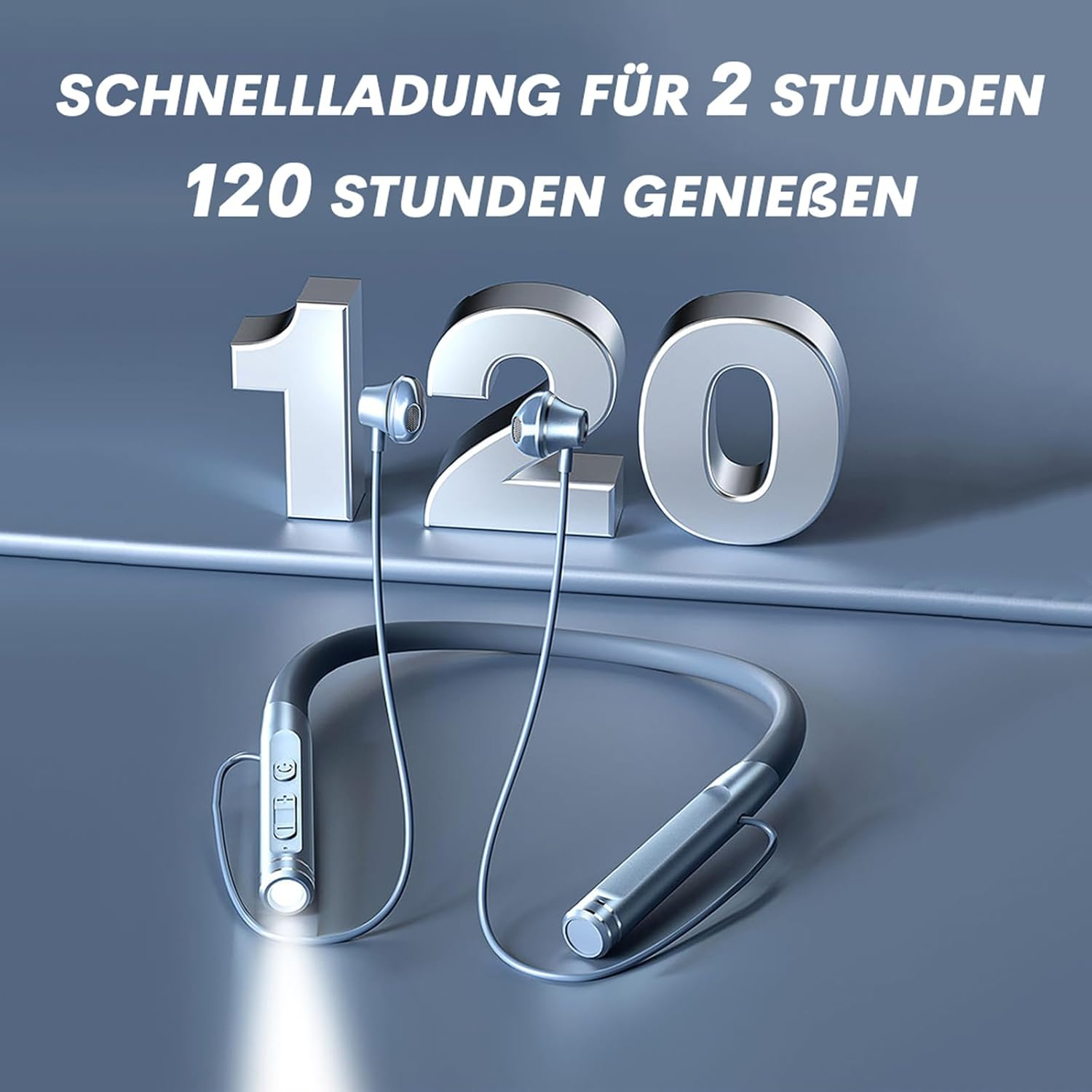 Bluetooth Headphones in Ear Wireless with Neckband Waterproof Sports Headphones Microphone Noise Cancelling Headphones Headset Torch Earphones with Cable Wireless Earbuds for Running Jogging Sports image number 5