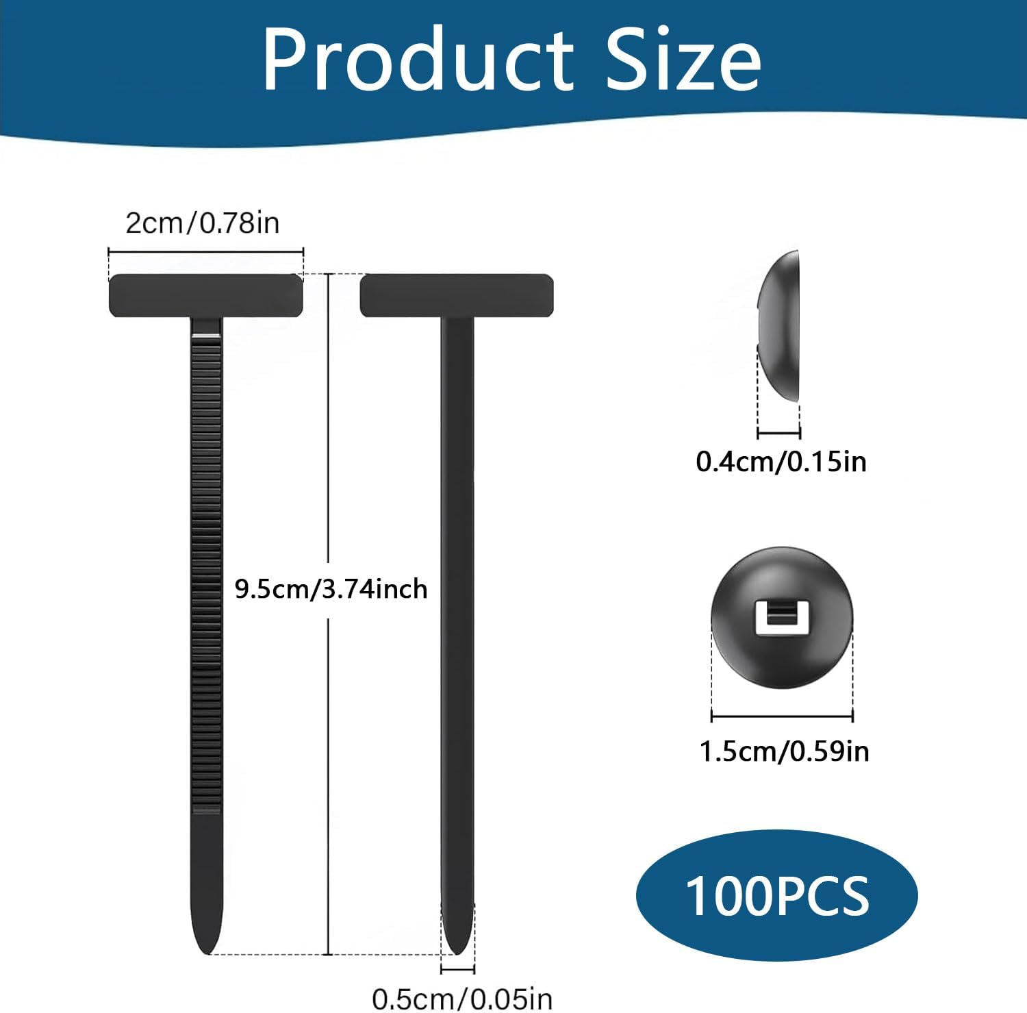 100Pcs Nylon Universal Cable Tie Buckle,Grip Auto Zip Tie Buckles with Pin & Button Design, Plastic Cable Ties Tool Fasteners, High Temperature and UV Resistant Zipties for Car Daily Auto Fixing