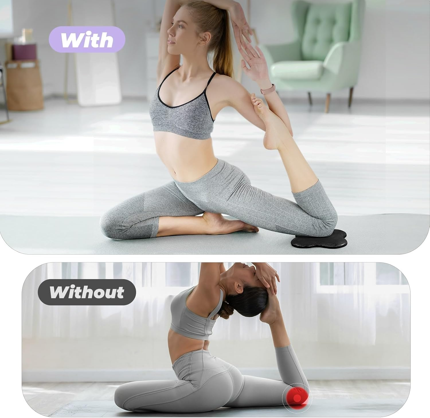 Yes4All 2 PCS Extra Thick Yoga Knee Pad for Yoga/Anti-Slip Yoga Knee Pad Cushion for Head, Elbows, Hands, Wrists - Purple image number 6