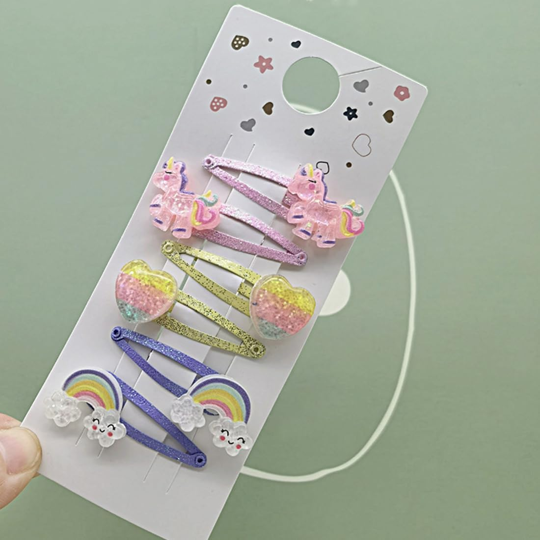 UEAVOID 6 Pairs / 12 Pack Children'S Hair Clips Girls Glitter, Mermaid, Butterfly, Rainbow, Flowers Hair Accessories, Cute Hair Clip Small for Birthday Party Gift (Multi-Colour) image number 4