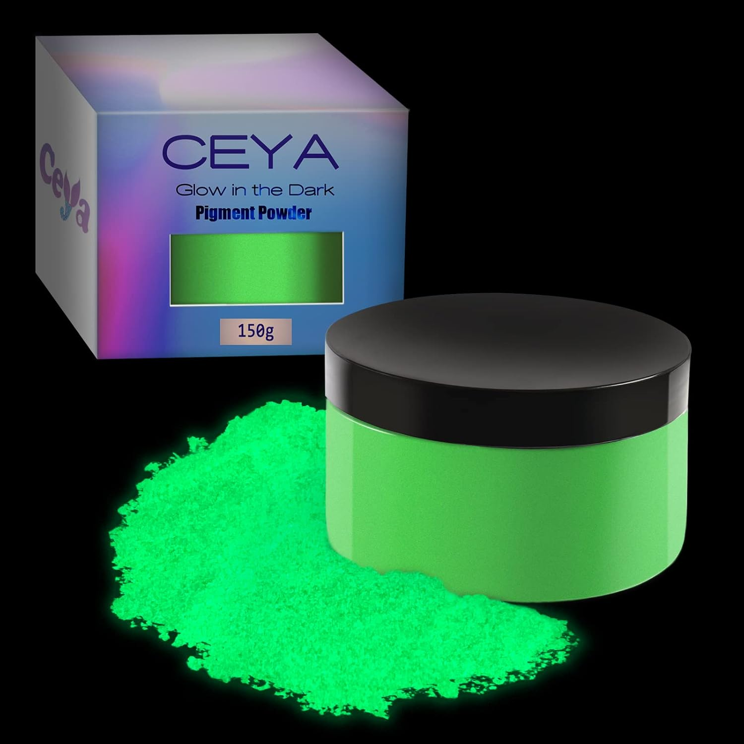 Ceya Fluorescent Yellow Glow Powder, 5.3Oz/150G Glow in the Dark Pigment, Luminous Resin Color for Epoxy Resin Slime, Nail Art, Party DIY Crafts