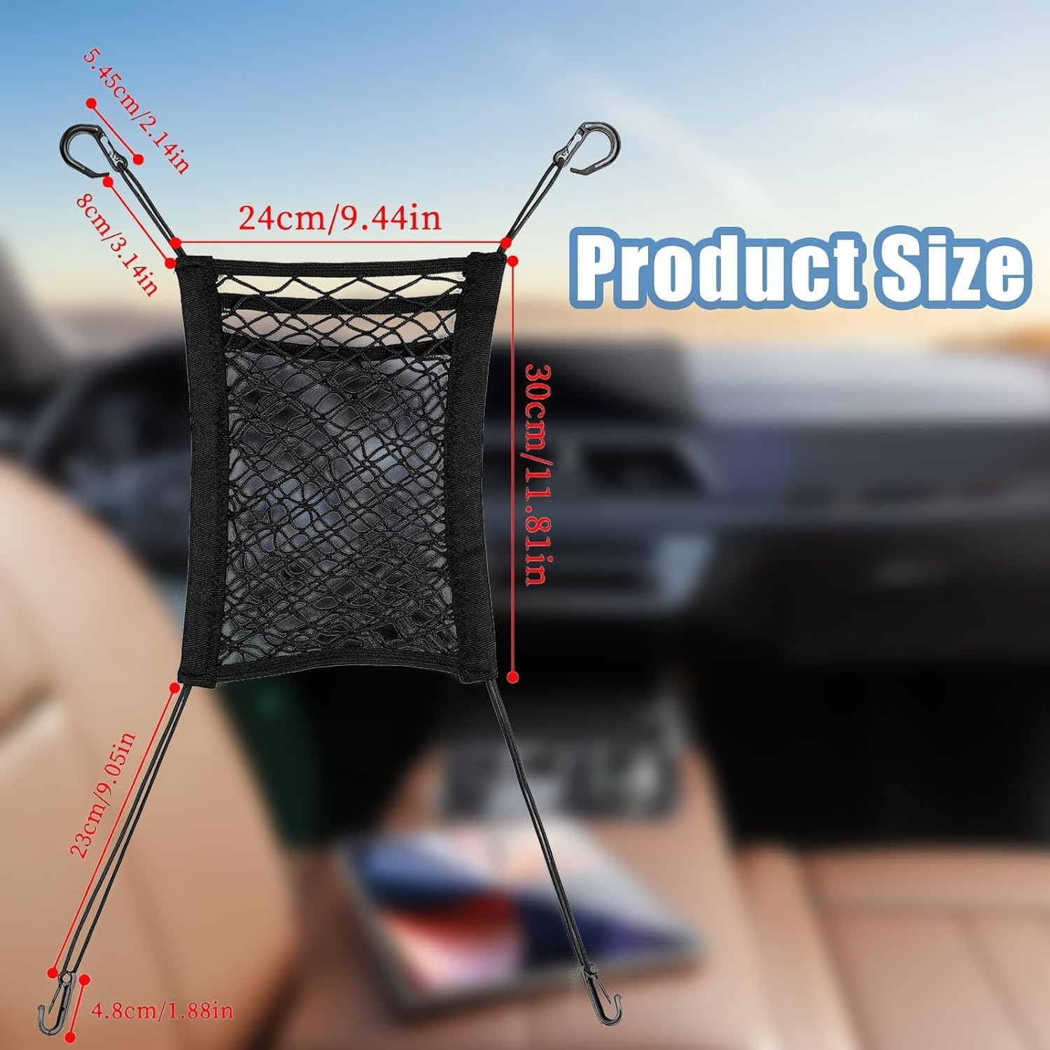 Universal Car Pet Barrier Net with 3-Layer Mesh Storage Bag - Dog Divider for Suvs, Trucks, and Cars - Retractable Safety and Travel Storage