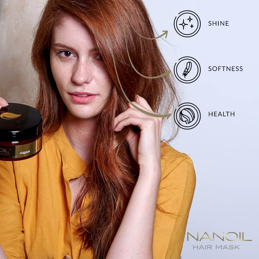 Nanoil Hair Mask with Algae - Hair Mask 300 Ml Regeneration Moisture Suppleness Aid against Dry Hair image number 4